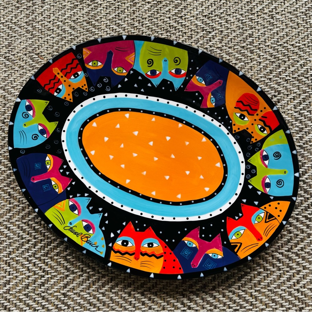 Laurel Burch large Cat Platter, Brand New Cond.
